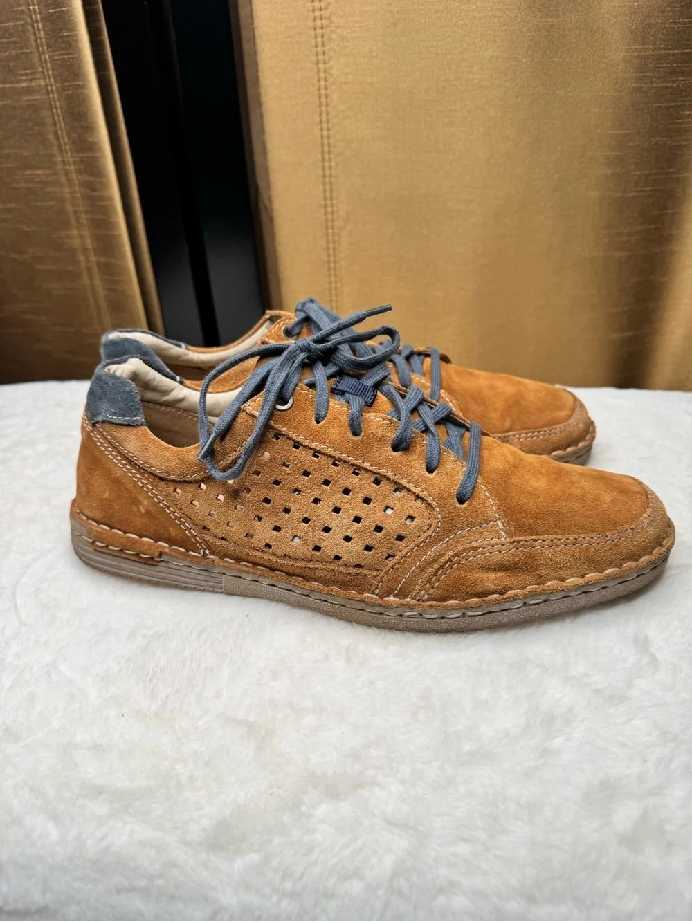 Josef Seibel Cognac Suede Comfort Lace Up Shoes EU 40 US 7-7.5